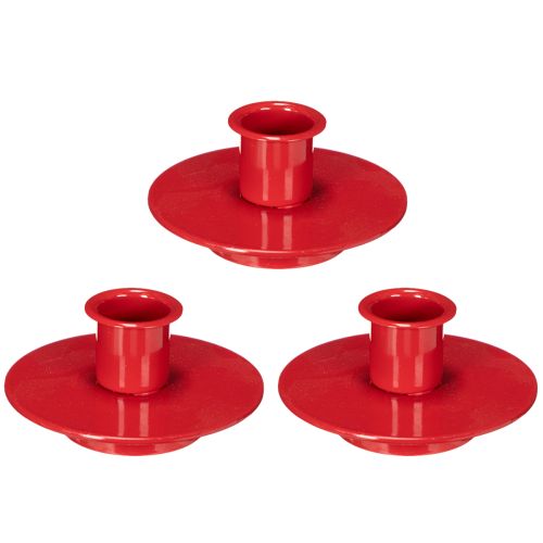 Petits bougeoirs rouges pour bougies coniques de 8 cm, lot de 3 | Floristik24.be