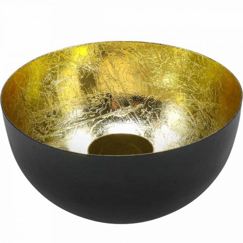 Floristik24 Bougeoir Black Gold Décoration de Noël Ø13cm H6.5cm