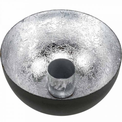 Article Bougeoir Noir Argent Bougeoir Stick Ø10cm H5cm