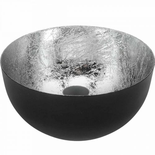 Floristik24 Bougeoir Bougeoir Argent Noir Ø13cm H6.5cm