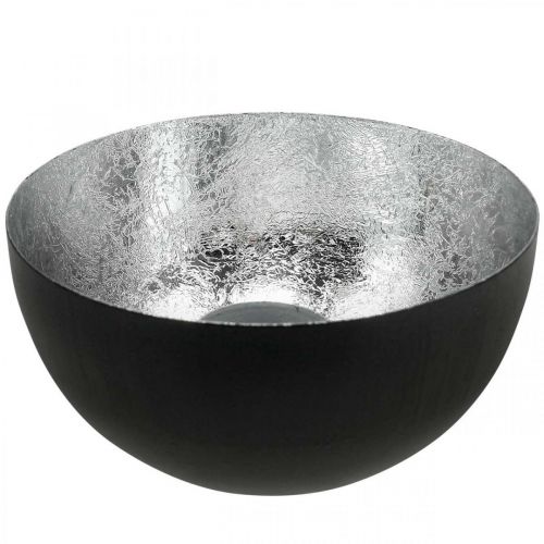 Bougeoir noir argenté décoration de Noël Ø13cm H6.5cm