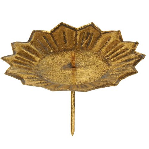 Floristik24 Bougeoir enfichable doré aspect antique pour bougies piliers Ø11cm 4pcs