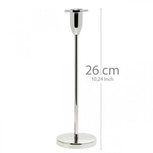 Floristik24 Bougeoir décoration bougeoir en métal argenté moderne H26cm