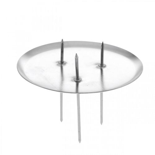 Floristik24 Bougeoir pour couronne de l&#39;Avent, Noël, décoration bougie à coller argent Ø8cm 4pcs