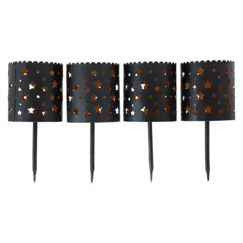 Floristik24 Bougeoir couronne de l'Avent à coller noir doré Ø6cm 4pcs