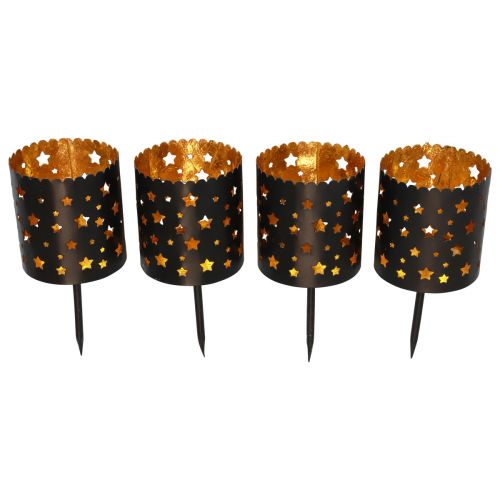 Floristik24 Bougeoir couronne de l'Avent à coller noir doré Ø6cm 4pcs