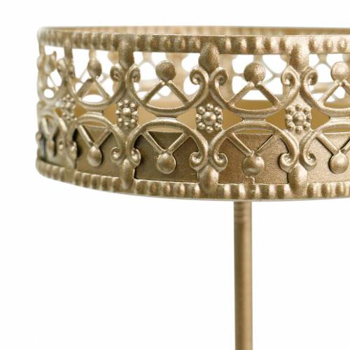 Floristik24 Bougeoir filigrane à brancher doré Ø6,4cm H12,5cm 4 pièces aspect antique