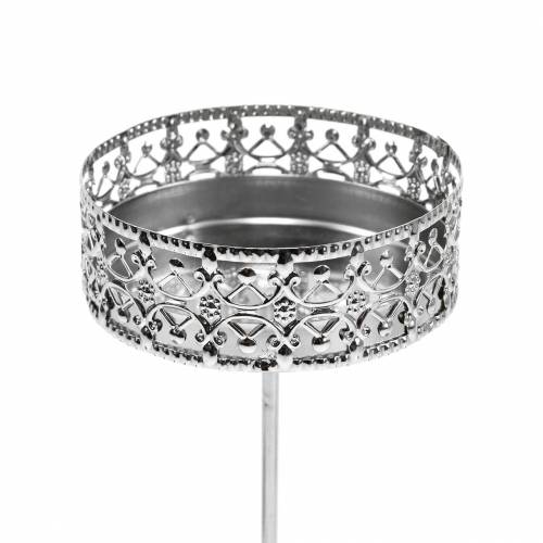 Bougeoirs floraux à brancher en argent Ø7,4cm H12,5cm aspect antique 4 pcs
