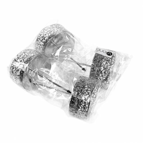 Article Bougeoirs floraux à brancher en argent Ø8,8cm H13,7cm 4 pièces aspect antique