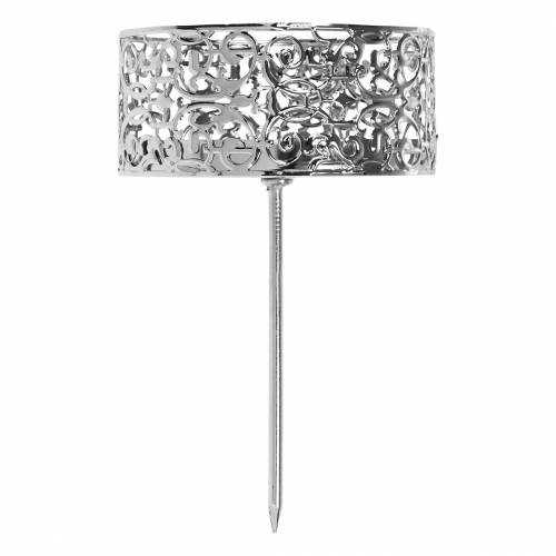 Article Bougeoirs floraux à brancher en argent Ø8,8cm H13,7cm 4 pièces aspect antique