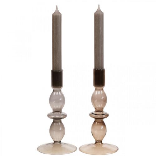 Floristik24 Chandelier en verre chandelier bâton chandelier 18.5cm 2pcs