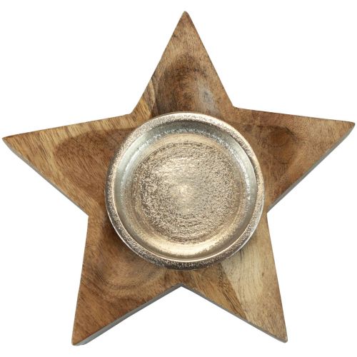 Bougeoir en bois photophore étoile 15x15x5cm 2pcs