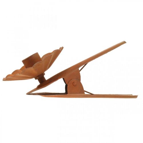 Floristik24 Bougeoir à serrer, Avent, décoration bougie en métal patiné Ø8.5cm L16cm