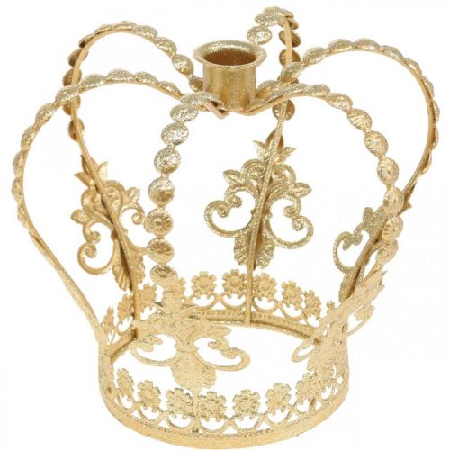 Floristik24 Couronne avec bougeoir, décoration pour Noël, décoration métal, couronne décorative dorée Ø19.5cm H16cm