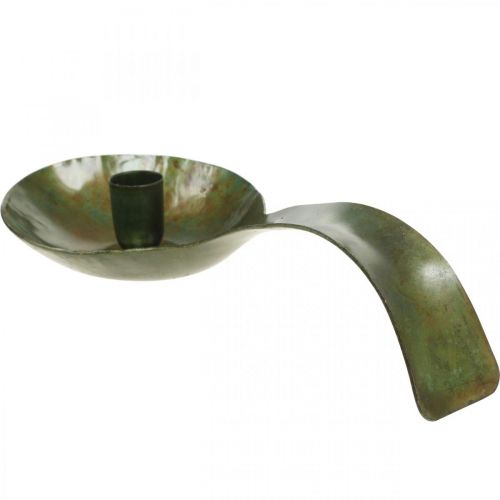 Bougeoir en métal aspect antique cuillère patiné 25x11x5cm | Floristik24.be