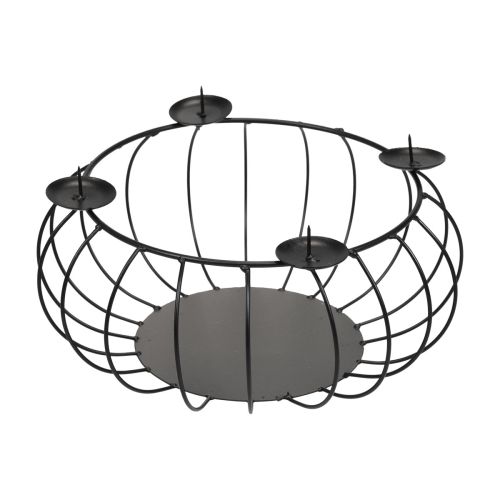 Floristik24 Bougeoir métal noir couronne de l'Avent bol métal Ø25cm