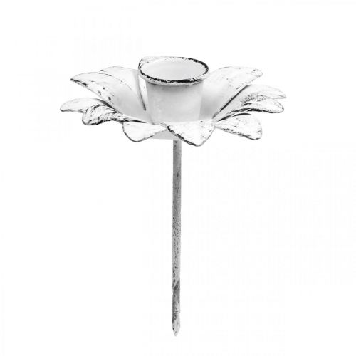 Floristik24 Bougeoir fleur métal bougeoir à coller Blanc Shabby Ø9cm