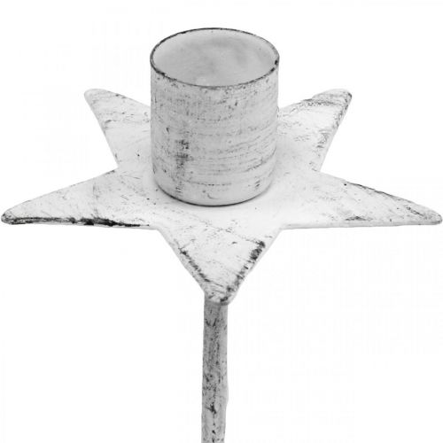 Floristik24 Bougeoir arbre, Noël, étoile à coller, décoration bougie en métal blanc shabby chic Ø5cm
