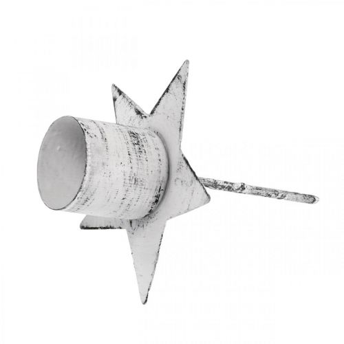 Floristik24 Étoile à brancher, bougeoir pointu, décoration de l'Avent, bougeoir en métal blanc, shabby chic Ø6cm