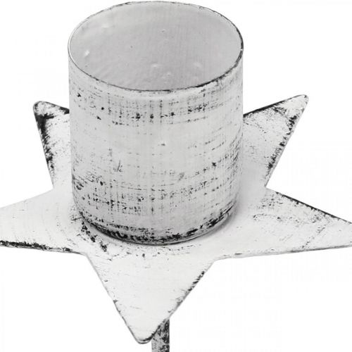 Floristik24 Étoile à brancher, bougeoir pointu, décoration de l'Avent, bougeoir en métal blanc, shabby chic Ø6cm