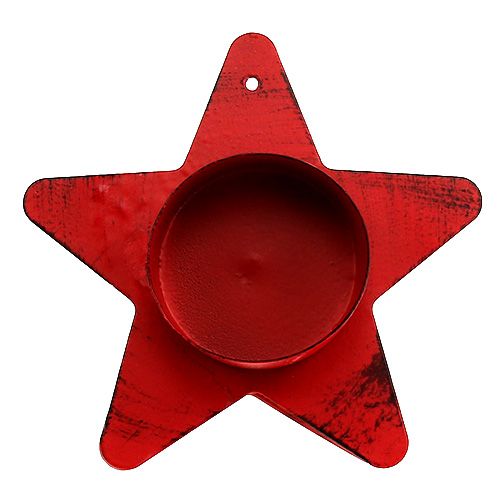 Article Bougeoir forme étoile pour photophore 10x7cm rouge