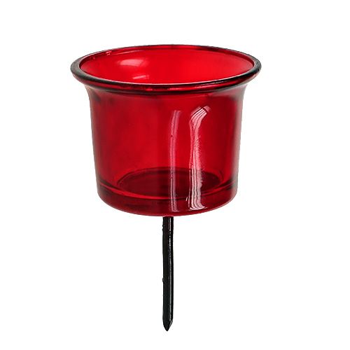 Floristik24 Bougeoir pour photophore verre rouge Ø6cm L10cm