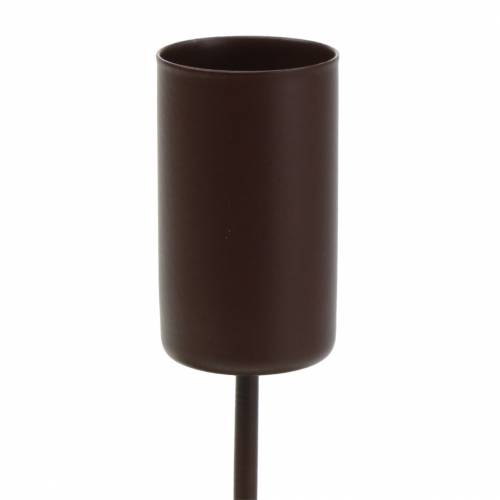 Floristik24 Bougeoir pour bougies bâtons marron Ø2,3cm H14cm 4 pcs