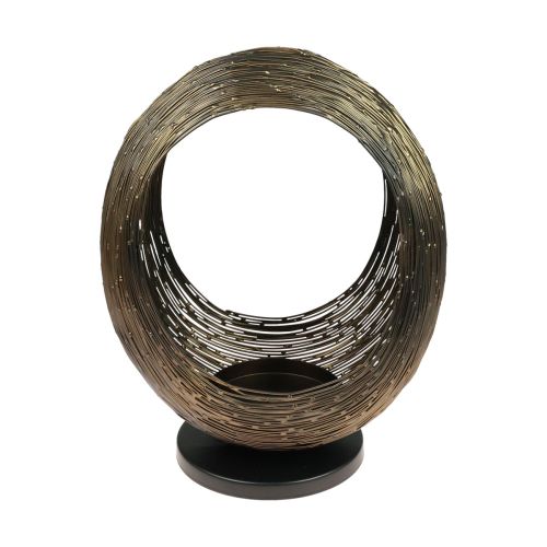 Bougeoir sculpture décorative en métal photophore H33,5 cm