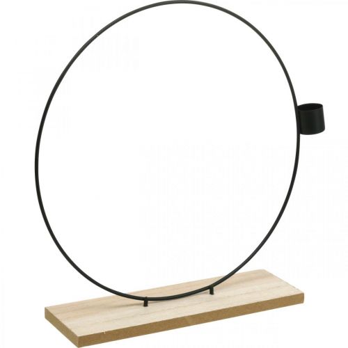 Floristik24 Anneau décoratif avec support bougeoir en métal noir Ø23cm
