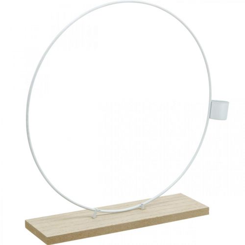 Article Anneau décoratif avec support bougeoir blanc décoration de table en métal Ø23cm