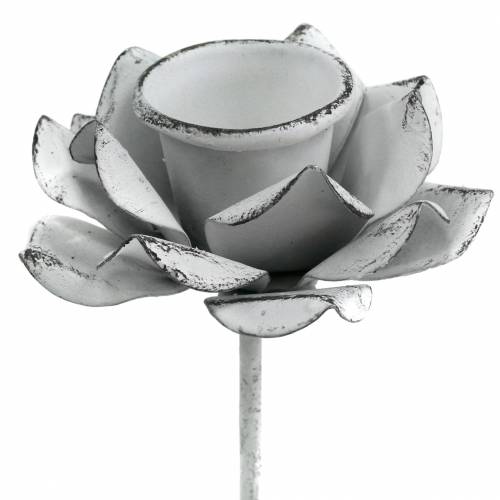 Floristik24 Bougeoir fleur à coller en métal blanc Ø6×10cm 4pcs