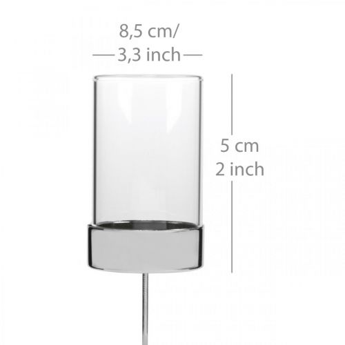 Article Bougeoir à brancher métal/verre Ø5cm H14cm 4pcs