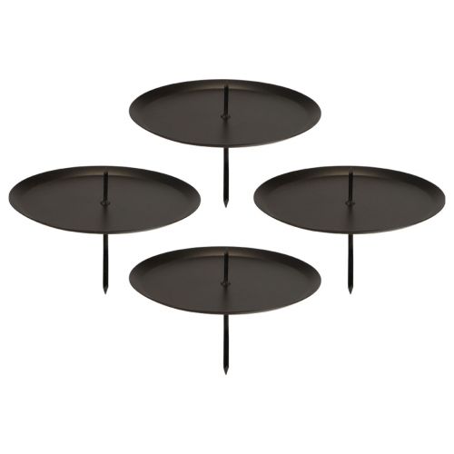 Floristik24 Bougeoir à brancher Advent métal noir Ø10cm 4 pcs