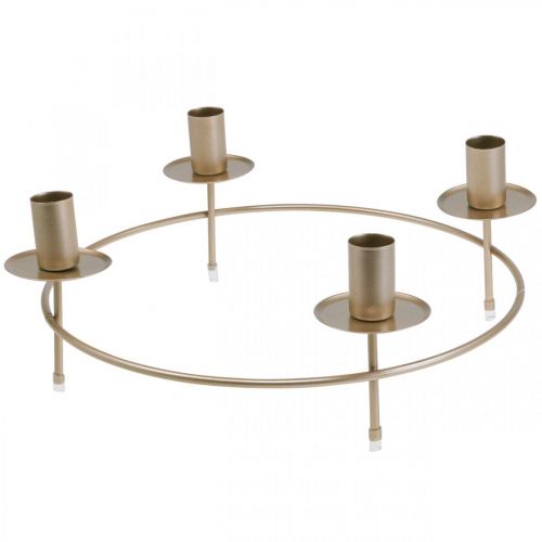 Floristik24 Bougeoir bâton bougies bougeoir doré Ø33,5cm H11cm 2pcs