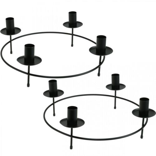 Floristik24 Bougeoir bâton bougies bougeoir noir Ø33,5cm H11cm 2 pcs