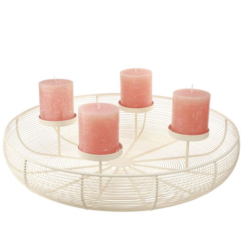 Article Bougeoir coupe 4 bougies piliers crème Ø45cm
