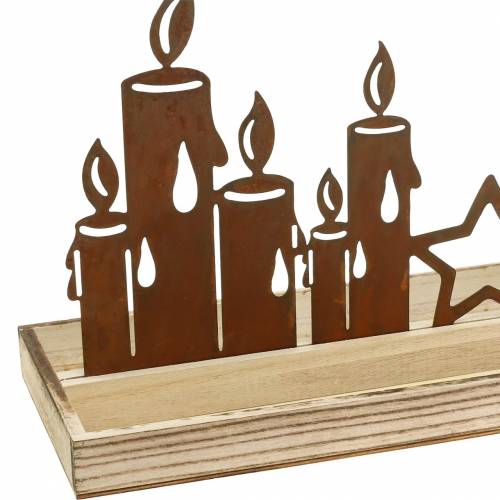 Floristik24 Plateau bois bougie silhouette patine 50cm × 17cm