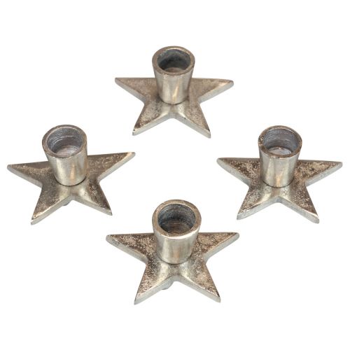 Article Bougeoir bâton argenté bougeoir étoile 8x8x4.5cm 4pcs