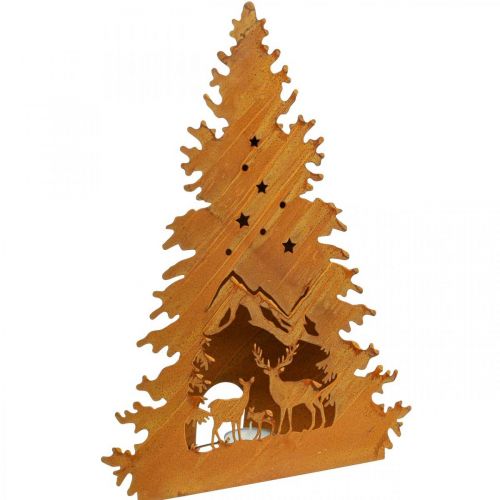 Bougeoir patine Lanterne de Noël sapin H50cm