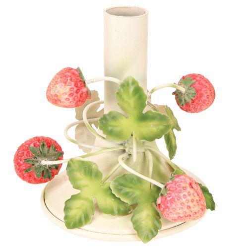 Article Bougeoir métal décor fraise crème d&#39;été H13cm