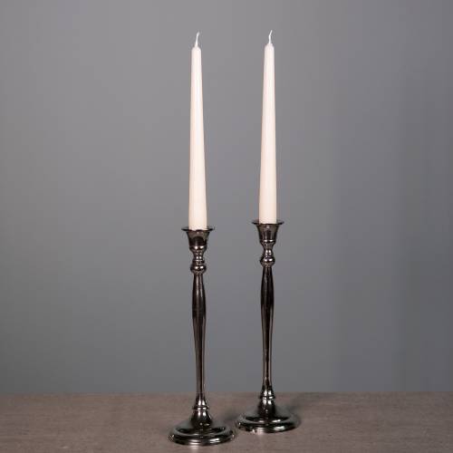 Floristik24 Bougeoirs argent lot de 2 H27cm