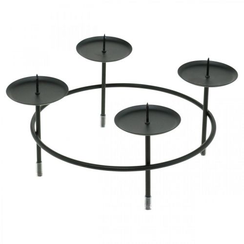 Article Bougeoir pour 4 bougies métal noir couronne de l&#39;Avent Ø18,5cm 2pcs