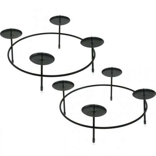 Article Bougeoir pour 4 bougies décoration de table métal noir Ø23.5cm 2pcs