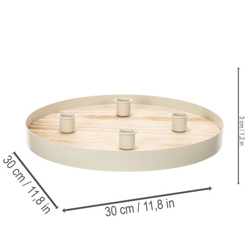 Plateau rond en bois pour quatre bougies coniques, 30 cm | Floristik24.be