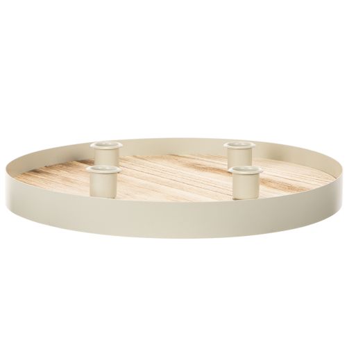 Plateau rond en bois pour quatre bougies coniques, 30 cm | Floristik24.be