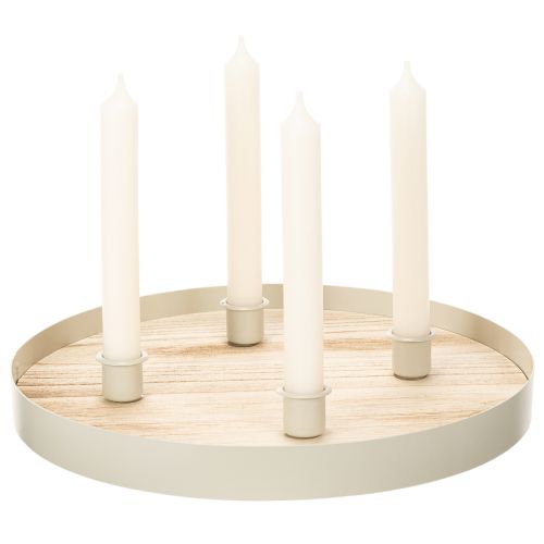 Plateau rond en bois pour quatre bougies coniques, 30 cm | Floristik24.be