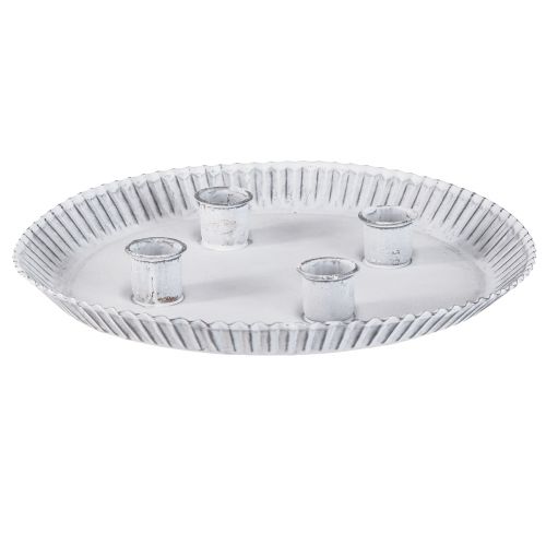 Floristik24 Moule à gâteau assiette bougie avec 4 bougeoirs blanc Ø25cm