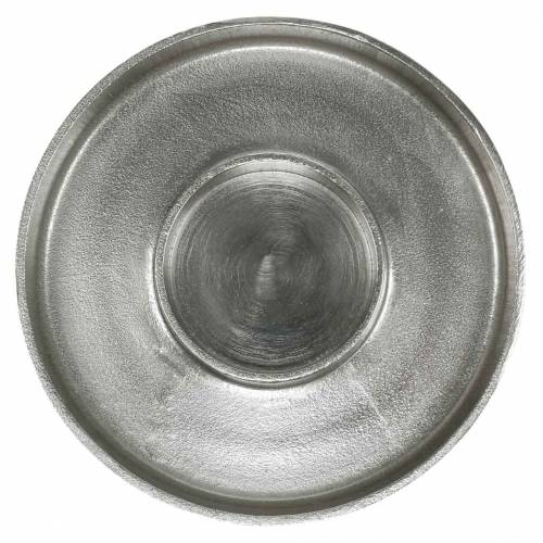 Floristik24 Assiette à bougie en argile argentée Ø20cm