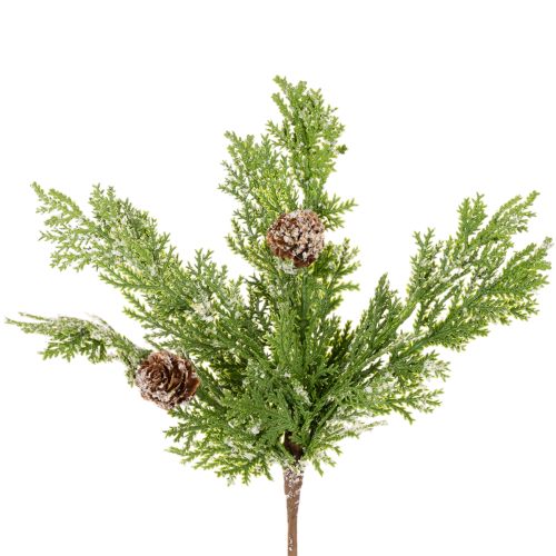 Branche de pin artificielle avec pommes de pin enneigées, 28 cm, lot de 6