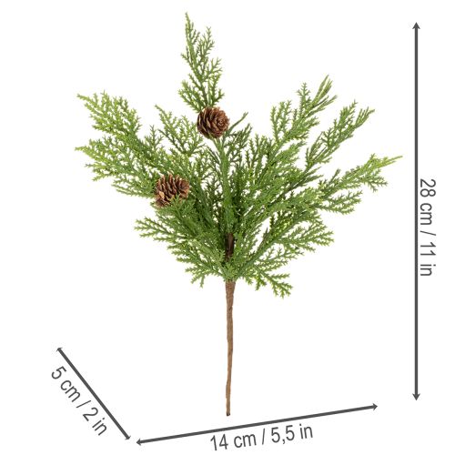 Branche de pin artificielle avec pommes de pin, 28 cm, lot de 6 | Floristik24.be